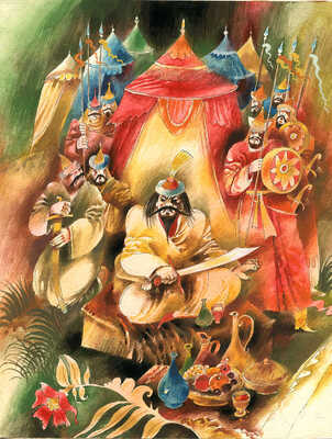 Борисов Анатолий Александрович (?). Лот из пяти иллюстраций "Русские богатыри"